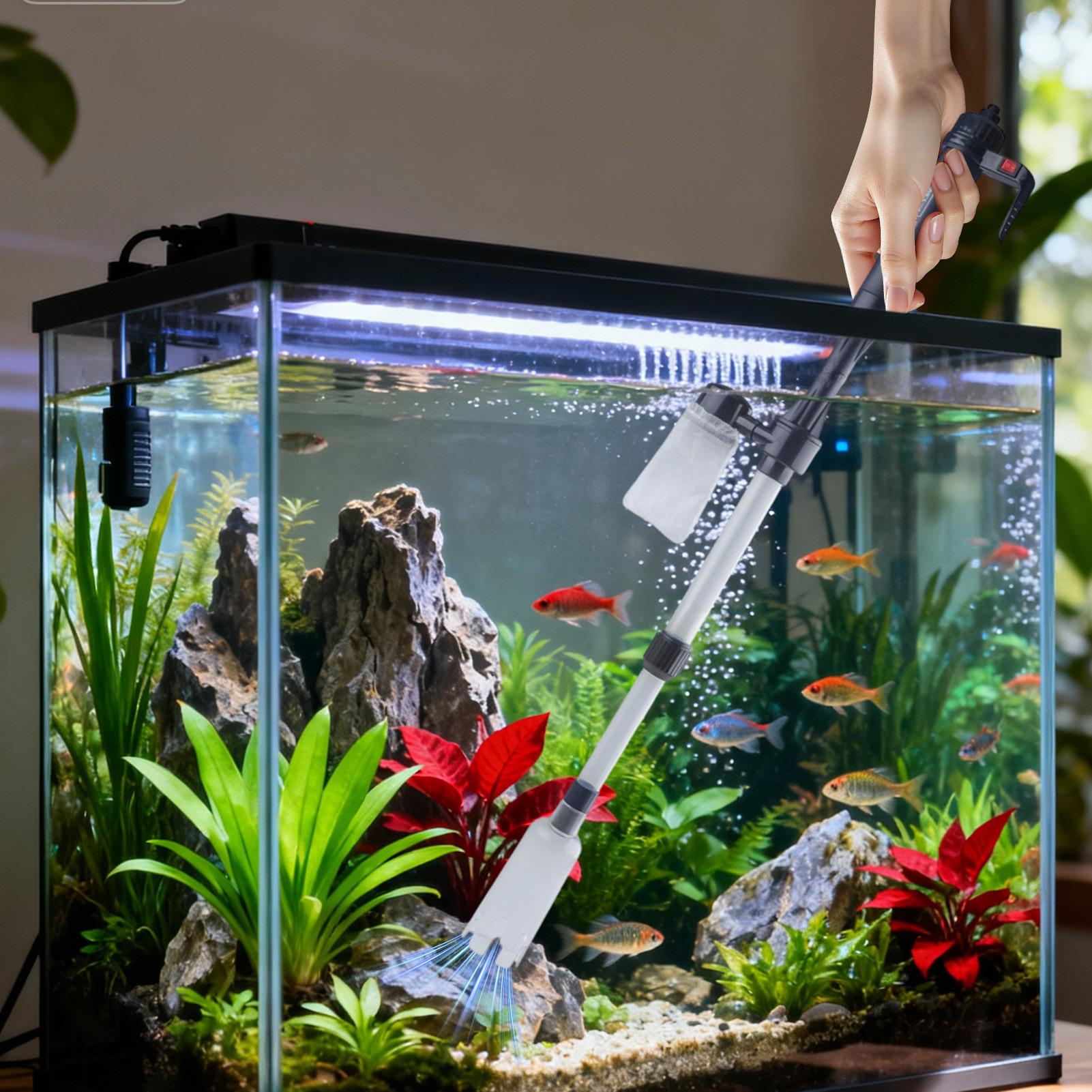 Aquarium Fish Maintenance - เครื่องดูดฝุ่นกรวดตู้ปลาแบบปรับระดับได้ พร้อมสาย USB พกพาสะดวก สำหรับทำความสะอาดตู้ปลาในสำนักงานหรืออพาร์ทเมนต์