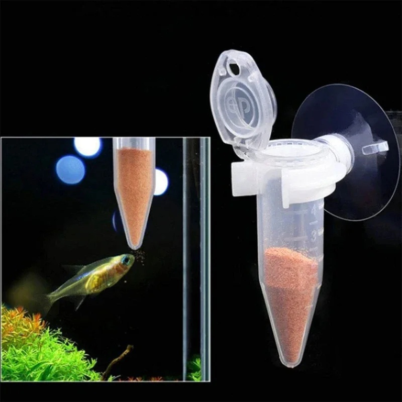 Aquarium Fish Auto Feeder - เครื่องให้อาหารปลาอัตโนมัติ รูปทรงกรวย สำหรับใส่ไข่กุ้ง หนอน พร้อมจุกดูด อุปกรณ์ตกแต่งตู้ปลา